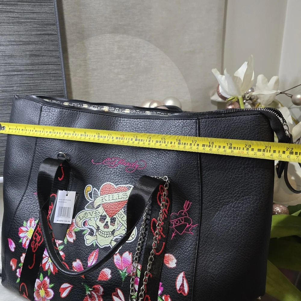 Ed Hardy Large Weekender Faux Leather Bag in Love Kills Slowly New
